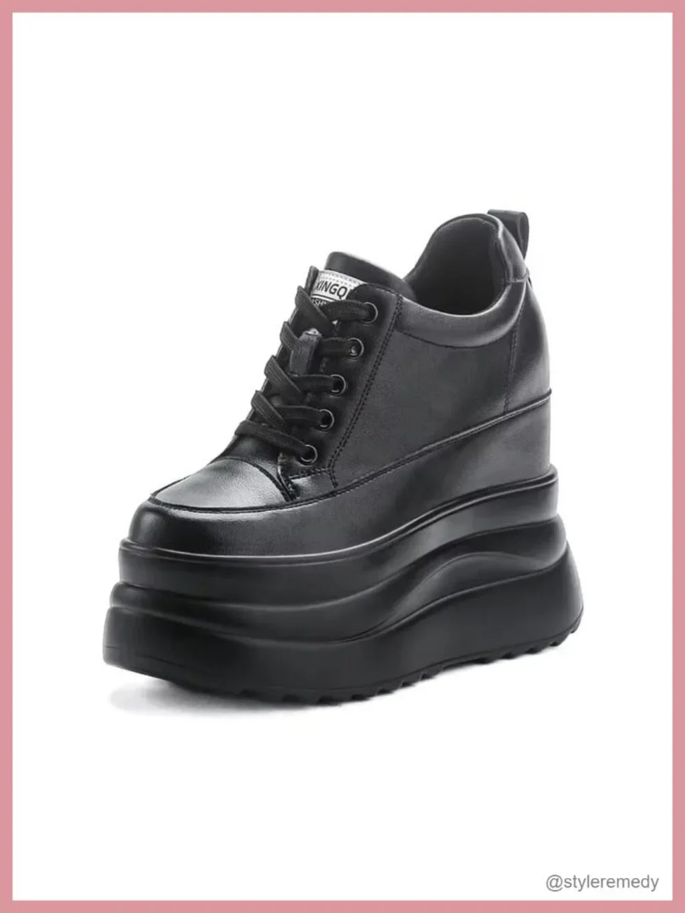 5 inch Platform Wedge Sneakers for Women Chunky Sole Lace-Up Memory Foam